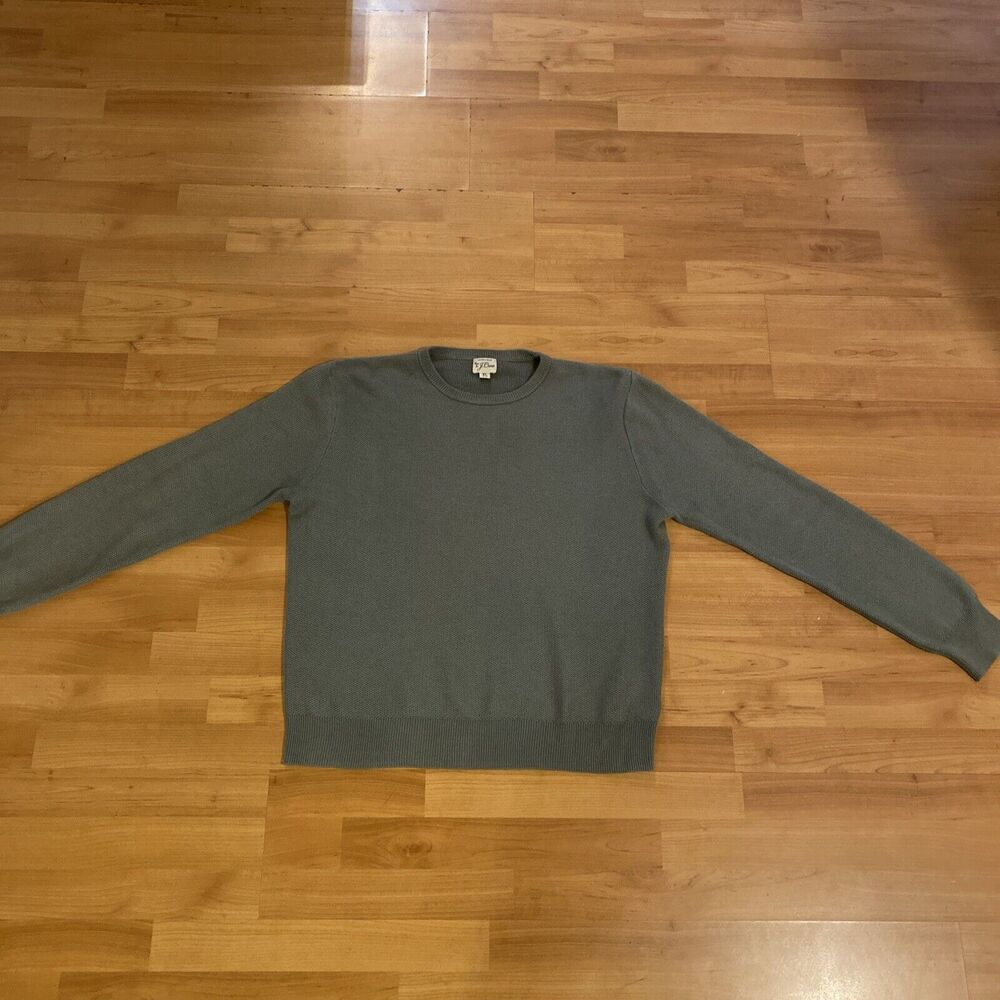 J Crew Light Green Cotton Silk Crewneck Knit Pique Pull Over Sweater Men's - XL